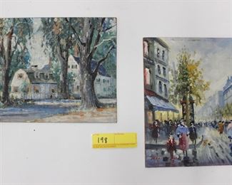 198: 2 Street scene paintings