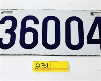 231: 1914 Massachusetts porcelain license plate