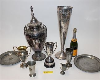 233: Group Silver plate & pewter trophies