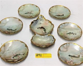 291: French Limoges porcelain fish set