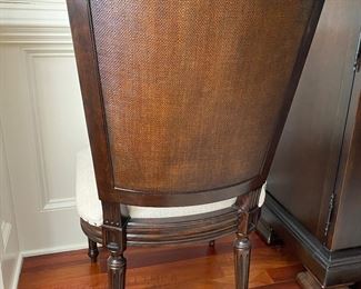 F7 - $850. Universal Furniture table with 8 chairs. Measures 45” wide x 101” long (with 20” leaf in place) x 30.5” tall.  Has table pads to protect the 2. 2 captains chairs and 6 regular. Table & Chairs are in excellent condition. 