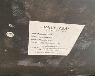 F9 - $350. Universal Furniture measures 17.25” deep x 63” long x 36.5” tall. Metal base with stone top. 