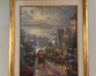 W3 $250. Hyde street & The Bay San Francisco. Thomas Kinkade print. Measures 32.5” x 38.5”