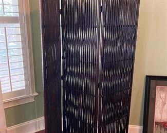 F14 - $100. 3 panel rattan divider. Each panel measures 18” wide x 69” tall. 