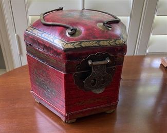 $30. Decorative Leather Asian Inspired Box. 