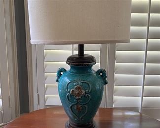L7 - $20 measures 27.5” tall. Blue ceramic base. 