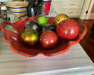 $15 Decorative Pottery Bowl with decorative balls. 