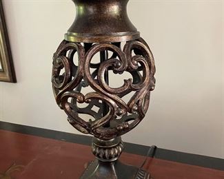 L10 - $45 for PAIR of metal base lamps. Measures 32” tall. Nice shades. 