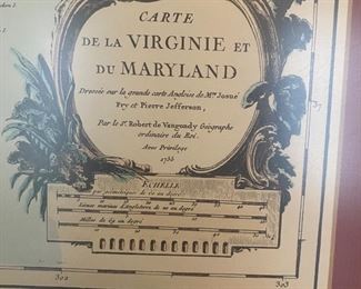 $30. Framed map print Maryland/Delaware. Measures 25" x 19.5"