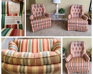 Striped accent chairs x 2
