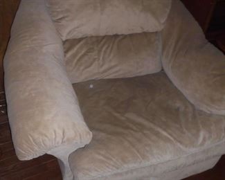 Matching ultra suede overstuffed chair - does not rock