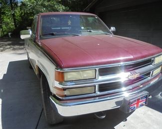 1994 Chevy 1 ton 4 wheel drive/ 2,400 miles on new Jasper engine (under warranty until 3,000 miles)/ 162k miles on truck/ new a/c unit/ seats have no tears, rips or holes/dash is not cracked/ burgundy and silver. 