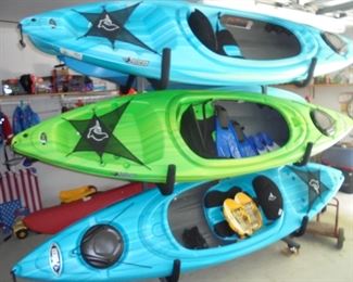 6 Pelican Kayaks with storage carrier