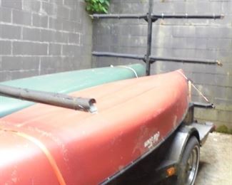 2 Old Town canoes made in Maine/ with 8 canoe/kayak carrier(trailer)
