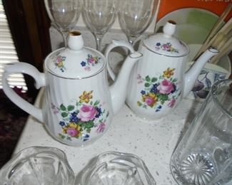 Pair Royal Norfork tea pitchers