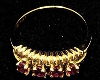14k gold ring red rubies