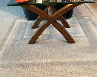 Archer Walnut Side Table with Beveled Glass Top