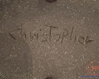 Signed Vase and Butterly Pottery by CHRISTOPHER