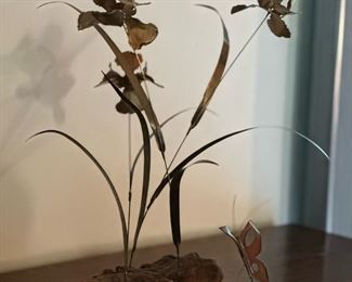 MCM Metal Art with Burlwood Base