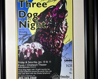 Signed THREE DOG NIGHT Concert Poster