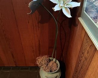Metal Art Flowers in Vintage Milk Churn