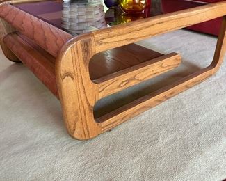 MCM LOU HODGES Oak Coffee Table with Smoked Glass