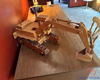 Handmade Wooden Excavator Model