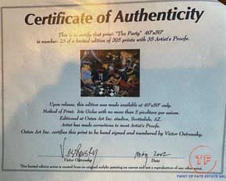 Signed Giclee "The Party" by VICTOR OSTROVSKY (5'3" x 4'4")