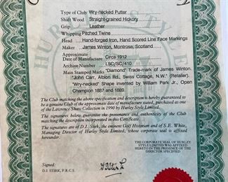 1912 Wry-Necked Putter with Leather Grip by James Winton (Montrose, Scotland)