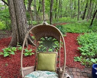 Wicker Palm Tree Rattan Suspension Egg Chair