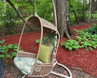 Wicker Palm Tree Rattan Suspension Egg Chair