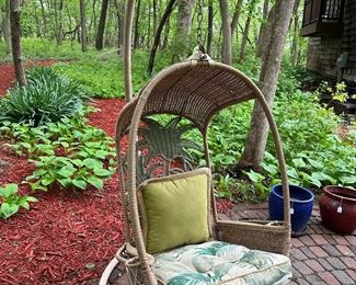 Wicker Palm Tree Rattan Suspension Egg Chair