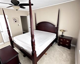 4-Poster King Bed Frame, Tempur-Pedic Mattress and Matching Nightstands
