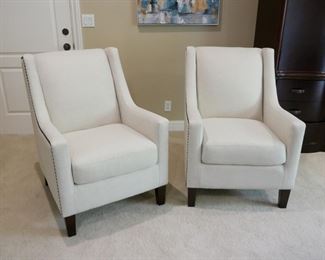 Light Gray-Beige Upholstered Armchairs (Set of 2)
