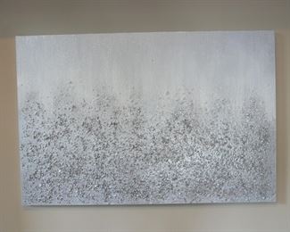 Heavily Embellished Textured Silver Sparkles Framed Canvas Wall Art
