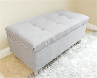Gray Upholstered Entryway Storage Bench
