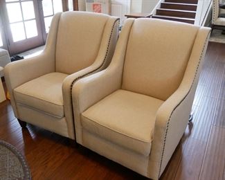 Upholstered Beige Armchairs (Set of 2)
