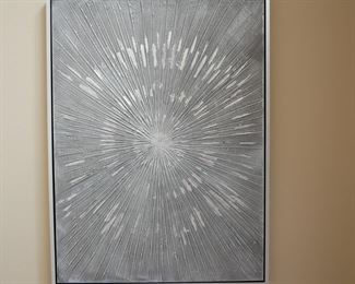 Textured Silver Sunburst Framed Canvas Wall Art
