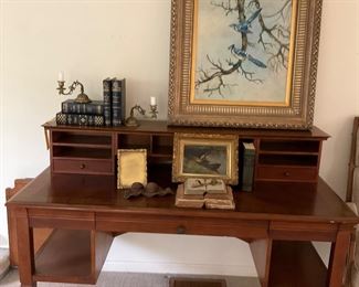 Desk, art, antique books, oil paintings 