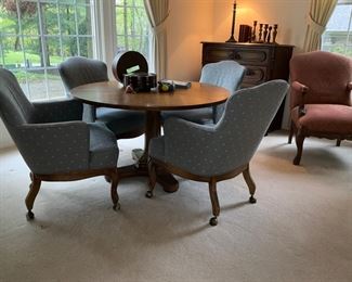 Game table, w/ 4 arm chairs