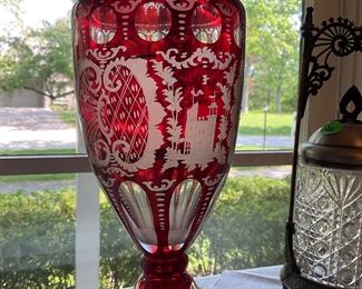 Vintage, Egermann, Ruby Red Cut To Clear