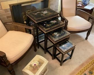 BLACK LACQUER NESTING TABLES 