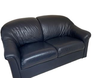 $250 USD     Blue / Black Leather Two Seater Sofa Couch SB183-39     Description: Lush and soft.  Perfect to curl up in while watching netflix or reading a great book. This sofa is perfect for that special nook in your home.

Dimensions: 58 x 46 x 31"H

Condition: Very good condition.

Local pick up Chevy Chase, MD.  Located on second floor.  Contact us for shipper suggestions.     https://goodbyhello.com/products/black-leather-sofa-couch-sb183-39?_pos=16&_sid=cf2c4dc20&_ss=r