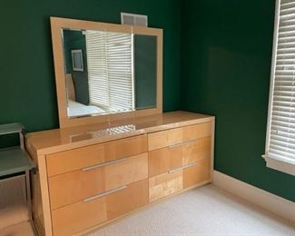 $600 USD      Description: Light finished, gracefully curved, burlwood high polished dresser and mirror 

Dimensions: 74 x 23 x 33"H  Mirror 47"

Condition: Very good condition

Please see our complimentary listing for king bed, dresser and mirror

Local pick up Chevy Chase, MD.  Located on second floor.  Contact us for shipper suggestions.     https://goodbyhello.com/products/contemporary-beech-wood-dresser-mirror-sb183-42?_pos=14&_sid=cf2c4dc20&_ss=r