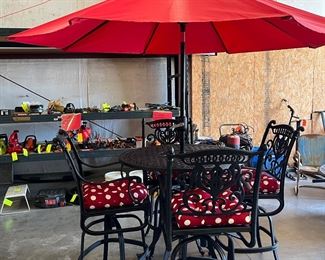 Outdoor patio table and chairs 
Cushions and umbrella sold separately 