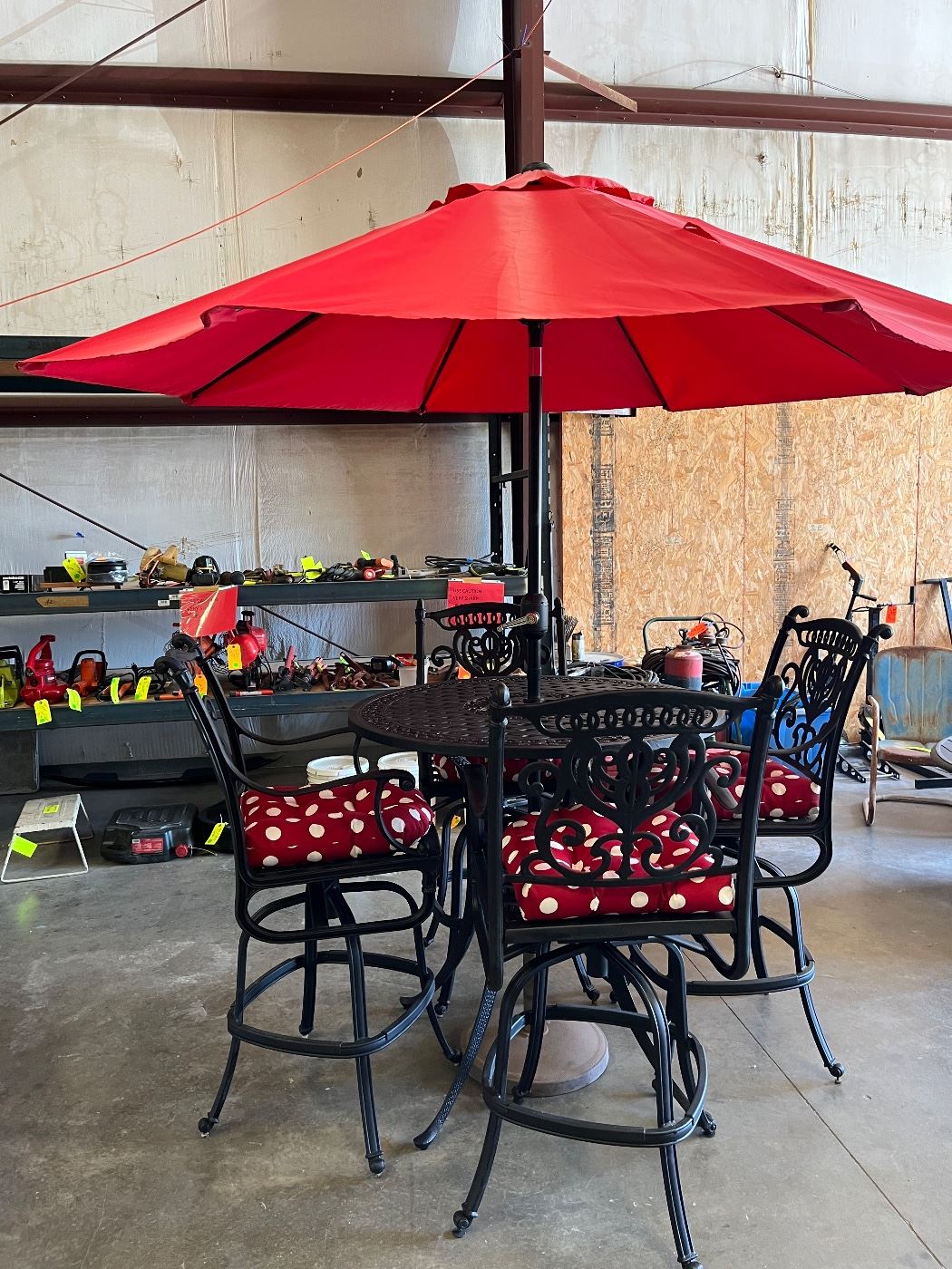 Outdoor patio table and chairs 
Cushions and umbrella sold separately 