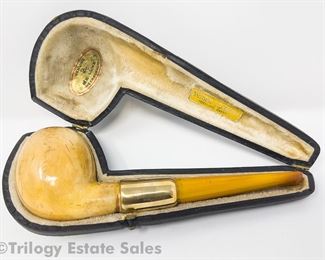 Arthur Leonard Meerschaum Apple Pipe 18k Gold Band