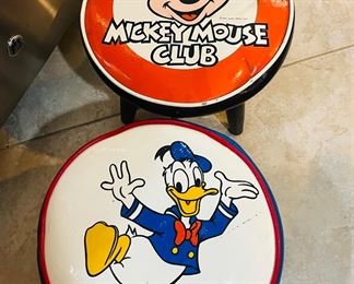 Vintage Mickey Mouse and Donald stools. Disney.