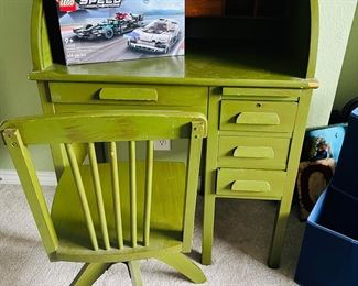 Vintage child's writing desk and chair.