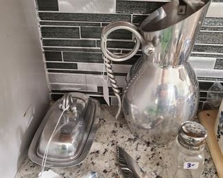 Hammer Aluminum Pitcher and Butter Dish